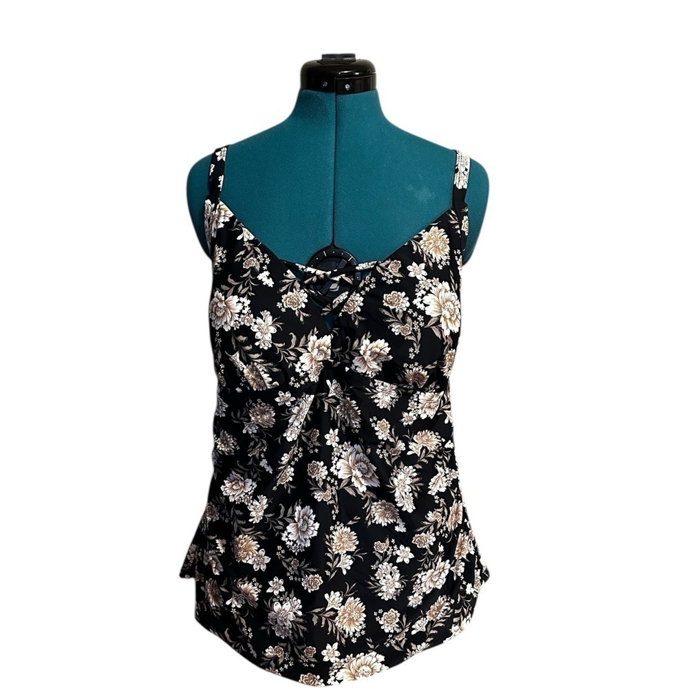 Aqua Couture Women's Swim Suit Top Size 2XL Black/Gold - Picture 2 of 11